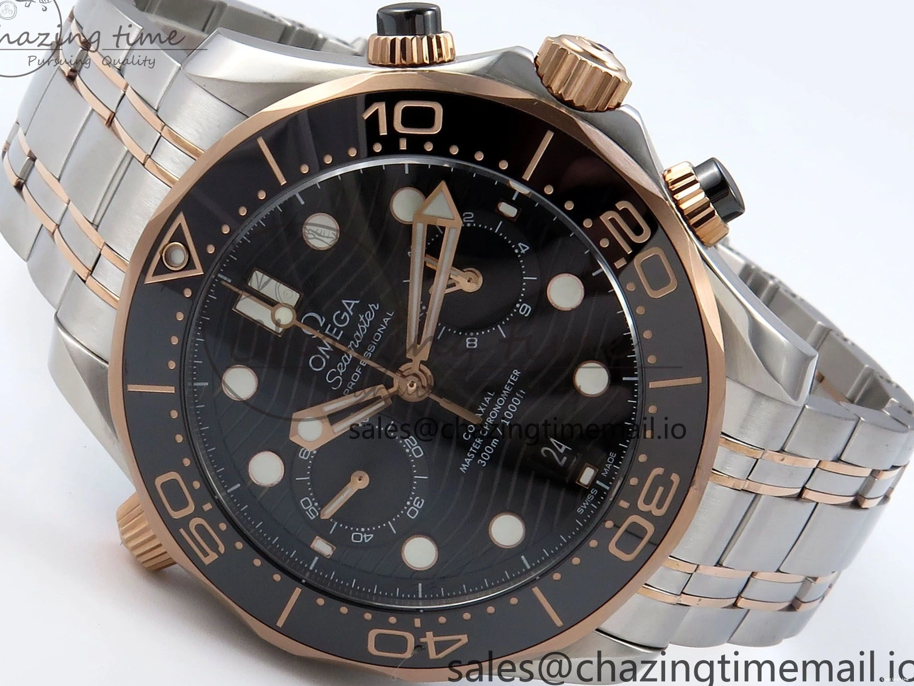 0507 Seamaster 300m Chrono SS YG OMF 1:1 Best Edition Blue Dial on SS YG Bracelet A Popular 7685